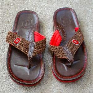 Large Unisex Ohio State OSU Buckeyes Brown Faux Leather Slides